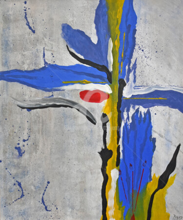 Картина под названием "Orchid" - Jutta Jung, Подлинное произведение искусства, Акрил Установлен на Деревянная рама для носил…