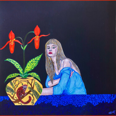 Malerei mit dem Titel "Be mine" von Jutta-Maria Offzarek, Original-Kunstwerk, Tinte