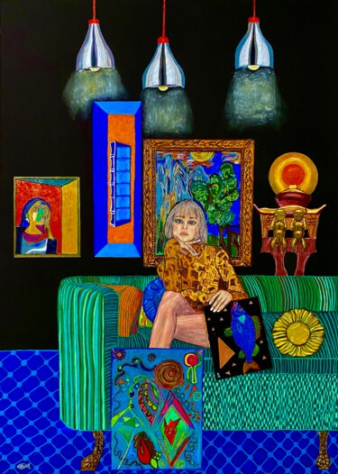 Peinture intitulée "The woman who loves…" par Jutta-Maria Offzarek, Œuvre d'art originale, Conté