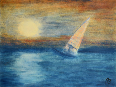 Malerei mit dem Titel "Windsurfer 2" von Jutta Blühberger, Original-Kunstwerk, Pigmente