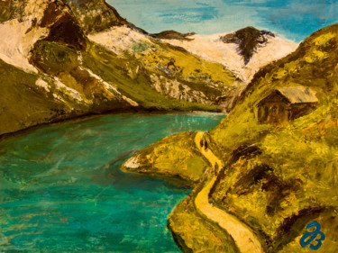 Peinture intitulée "Stausee Kaprun" par Jutta Blühberger, Œuvre d'art originale, Acrylique