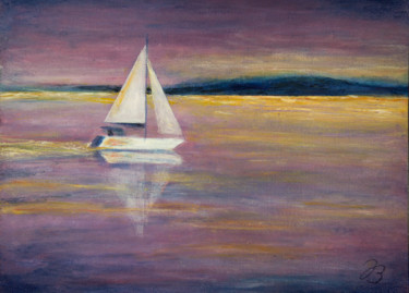 Pintura intitulada "Lavendel Sonnenunte…" por Jutta Blühberger, Obras de arte originais, Pigmentos
