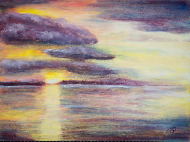 Schilderij getiteld "Wolkenstimmung 2 *…" door Jutta Blühberger, Origineel Kunstwerk, pigmenten