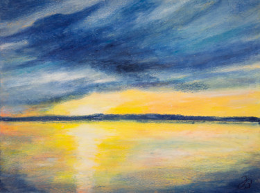 Schilderij getiteld "Wolkenstimmung 4 *…" door Jutta Blühberger, Origineel Kunstwerk, pigmenten