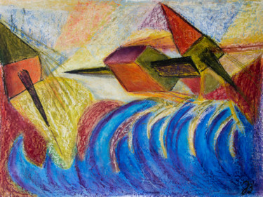 Malerei mit dem Titel "UFO" von Jutta Blühberger, Original-Kunstwerk, Pastell