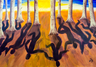 Картина под названием "Schattentanz * Shad…" - Jutta Blühberger, Подлинное произведение искусства, Акрил Установлен на Дерев…