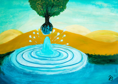 Malerei mit dem Titel "Durstiger Baum * Th…" von Jutta Blühberger, Original-Kunstwerk, Acryl