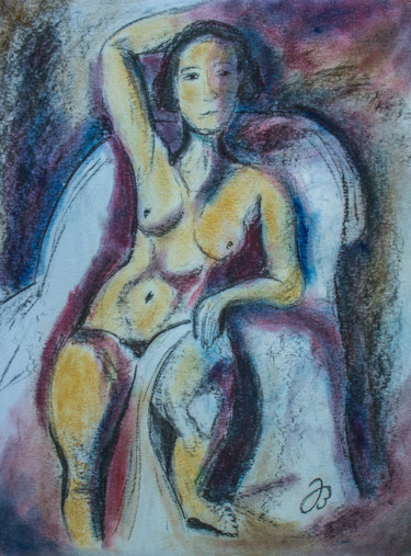 Pittura intitolato "Akt sitzend * Nude…" da Jutta Blühberger, Opera d'arte originale, pigmenti