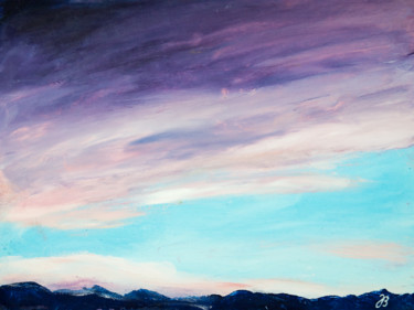 Painting titled "Rosa Wolkenstimmung…" by Jutta Blühberger, Original Artwork, Oil