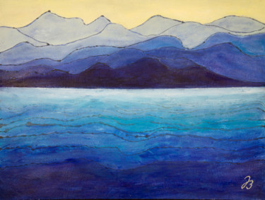 Painting titled "Wasserlinien 1 * Wa…" by Jutta Blühberger, Original Artwork, Pigments