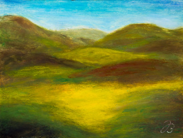 Malerei mit dem Titel "Hügellandschaft * H…" von Jutta Blühberger, Original-Kunstwerk, Pigmente