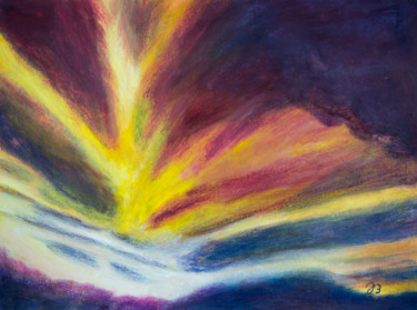 Painting titled "Feurige Wolkenstimm…" by Jutta Blühberger, Original Artwork, Pigments