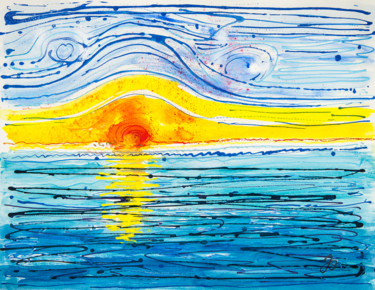 Painting titled "Sonnenlinien * Sun…" by Jutta Blühberger, Original Artwork, Acrylic