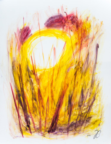 Schilderij getiteld "Sonne im Schilf * S…" door Jutta Blühberger, Origineel Kunstwerk, pigmenten