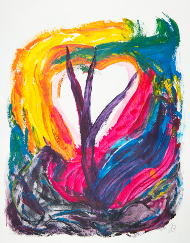 Pintura intitulada "Herzpflanze * Heart…" por Jutta Blühberger, Obras de arte originais, Acrílico
