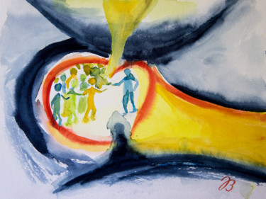 Malerei mit dem Titel "Neuer Mut * New Cou…" von Jutta Blühberger, Original-Kunstwerk, Aquarell