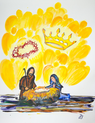 Pintura intitulada "Jesu Geburt * Birth…" por Jutta Blühberger, Obras de arte originais, Acrílico
