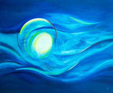 Pintura titulada "Mond unter Wasser *…" por Jutta Blühberger, Obra de arte original, Acrílico