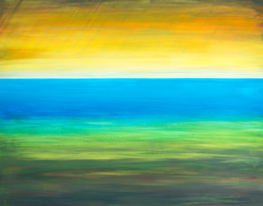 Painting titled "Licht am Horizont *…" by Jutta Blühberger, Original Artwork, Gouache