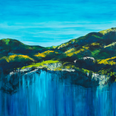 Peinture intitulée "Wolfgangsee Skyline…" par Jutta Blühberger, Œuvre d'art originale, Acrylique