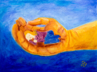Malerei mit dem Titel "In Gottes Hand" von Jutta Blühberger, Original-Kunstwerk, Pigmente