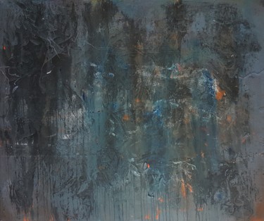 Schilderij getiteld "blau-schwarz" door Jutta Christandl, Origineel Kunstwerk, Acryl