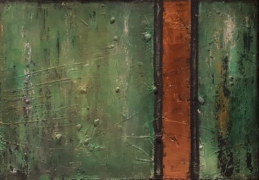 Malerei mit dem Titel "Grün-Kupfer" von Jutta Christandl, Original-Kunstwerk, Acryl