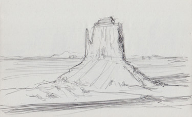 Dessin intitulée "Monument Valley.jpg" par Philippe Juttens, Œuvre d'art originale, Crayon