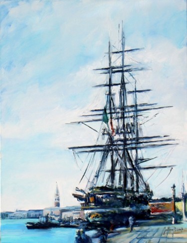 Painting titled "L'Amerigo Vespucci…" by Philippe Juttens, Original Artwork, Oil