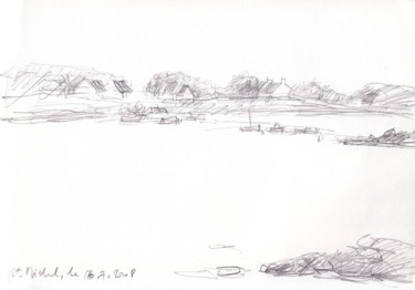 Dessin intitulée "Baie de Saint Miche…" par Philippe Juttens, Œuvre d'art originale, Crayon