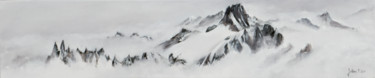 Schilderij getiteld "Panorama des Aiguil…" door Philippe Juttens, Origineel Kunstwerk, Olie