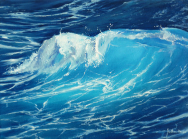 Painting titled "La vague émeraude" by Philippe Juttens, Original Artwork, Oil