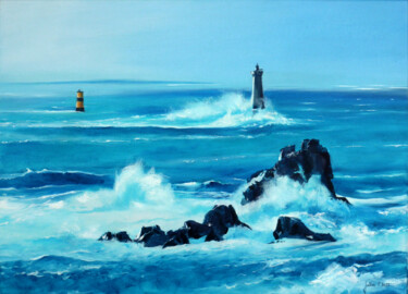 Painting titled "Tempête en Raz de S…" by Philippe Juttens, Original Artwork, Oil