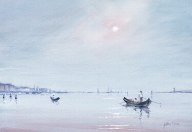 Картина под названием "Lagune de Venise d'…" - Philippe Juttens, Подлинное произведение искусства, Гуашь