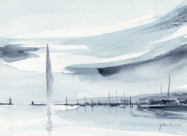 Malerei mit dem Titel "Rade de Genève et j…" von Philippe Juttens, Original-Kunstwerk, Aquarell