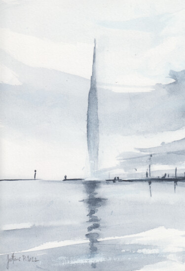 Painting titled "Jet de brume" by Philippe Juttens, Original Artwork, Watercolor