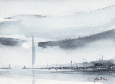 Painting titled "Jet de brume (4)" by Philippe Juttens, Original Artwork, Watercolor