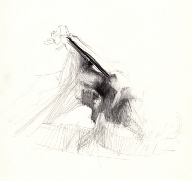Drawing titled "Étude de violon n°2" by Philippe Juttens, Original Artwork, Pencil