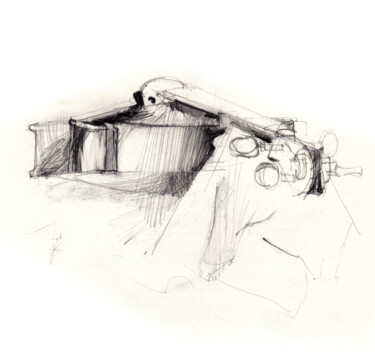 Tekening getiteld "Étude de violon n°1" door Philippe Juttens, Origineel Kunstwerk, Potlood