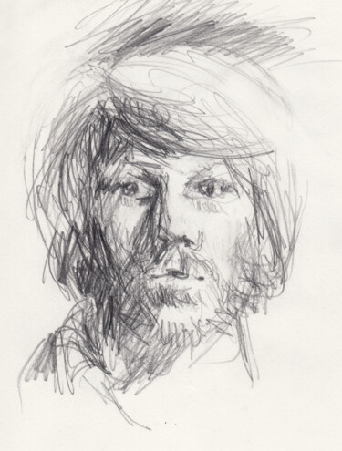 Drawing titled "Auto-portrait à 20a…" by Philippe Juttens, Original Artwork, Pencil