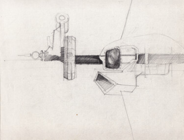 Drawing titled "Mécanique imaginaire" by Philippe Juttens, Original Artwork, Pencil