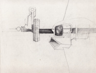 Disegno intitolato "Mécanique imaginaire" da Philippe Juttens, Opera d'arte originale, Matita