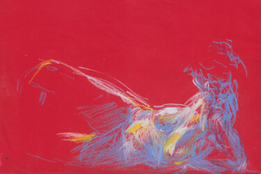 Desenho intitulada "Femme allongée" por Philippe Juttens, Obras de arte originais, Pastel