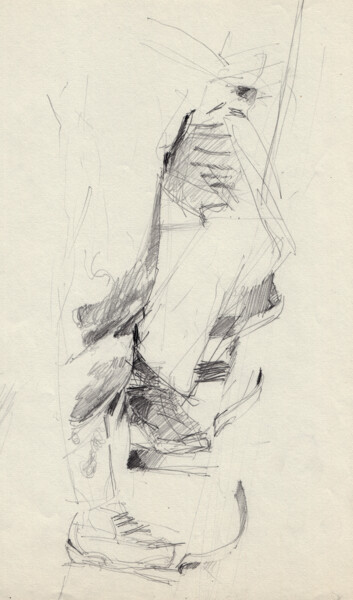 Disegno intitolato "Jambes d'homme sur…" da Philippe Juttens, Opera d'arte originale, Matita