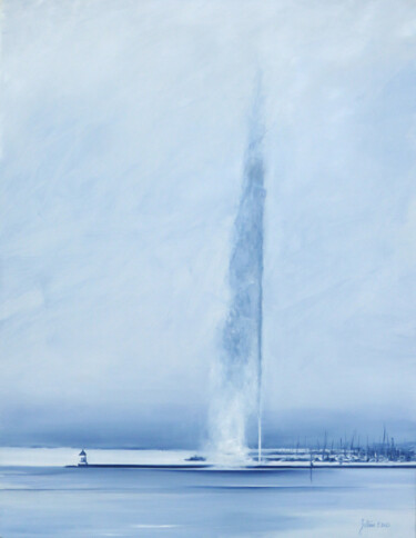 Painting titled "Jet dans le brouill…" by Philippe Juttens, Original Artwork, Oil