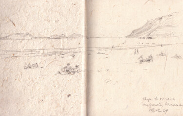 Zeichnungen mit dem Titel "Plage de Famara à L…" von Philippe Juttens, Original-Kunstwerk, Bleistift