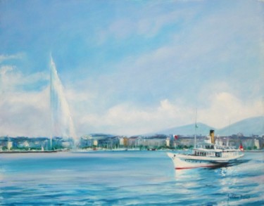 Painting titled "Jet d'eau et Vapeur…" by Philippe Juttens, Original Artwork, Oil