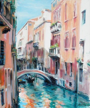 Schilderij getiteld "Le pont, Venise" door Philippe Juttens, Origineel Kunstwerk, Olie