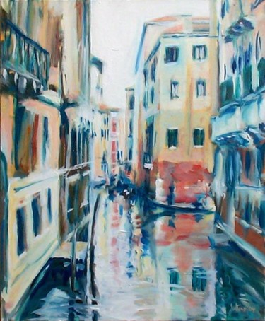 Peinture intitulée "Venise, petit canal" par Philippe Juttens, Œuvre d'art originale, Huile
