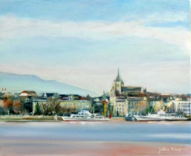 Painting titled "Genève" by Philippe Juttens, Original Artwork, Oil